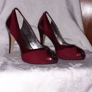 Nine West 7.5 Leather Dark Red heels